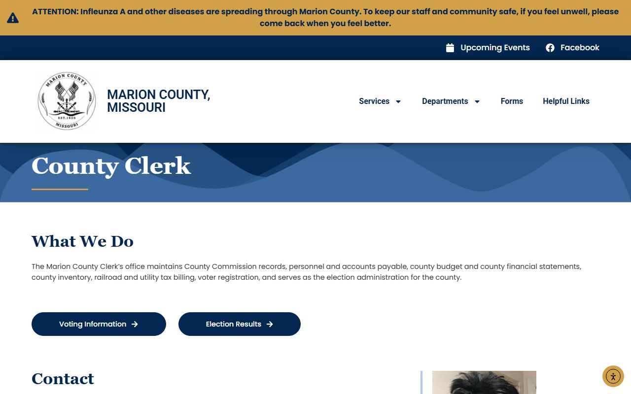 Marion County Clerk county government records office separate from court records