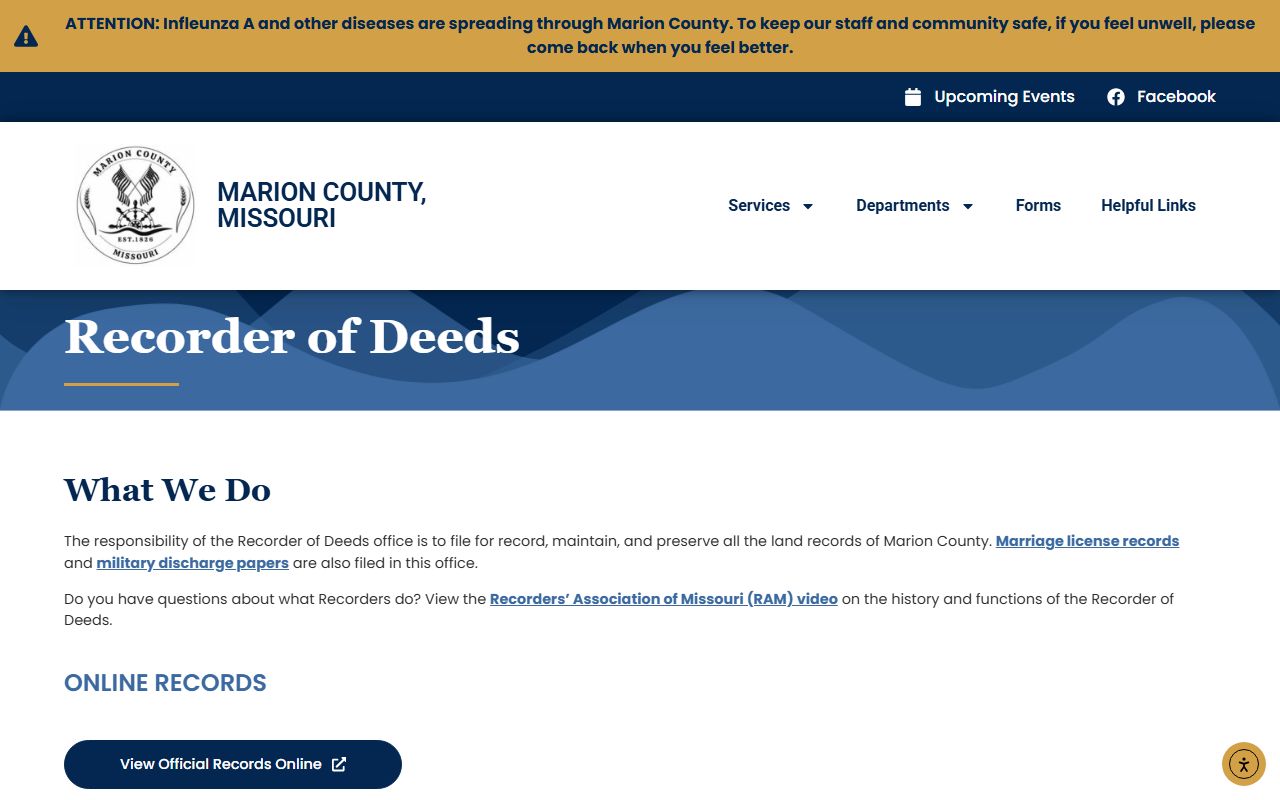 Marion County Recorder of Deeds separate from Circuit Clerk court records