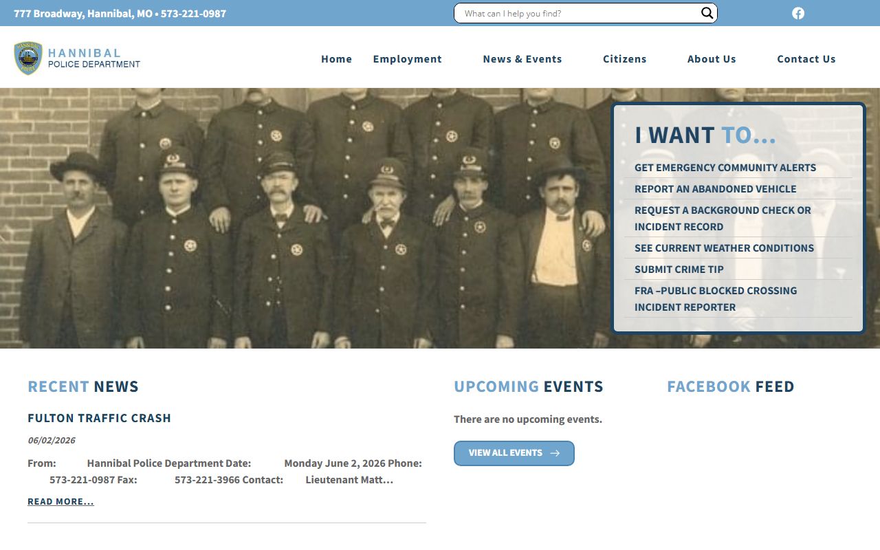 Marion County arrest records Hannibal Police Department contact source