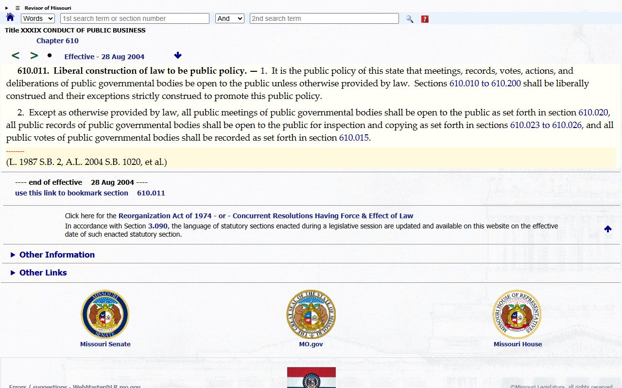 Marion County court records Missouri Sunshine Law public policy