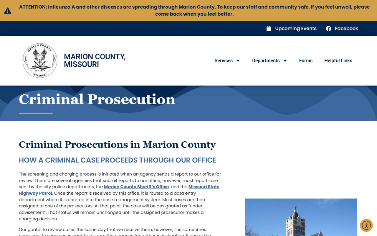 Marion County criminal court records prosecution process page
