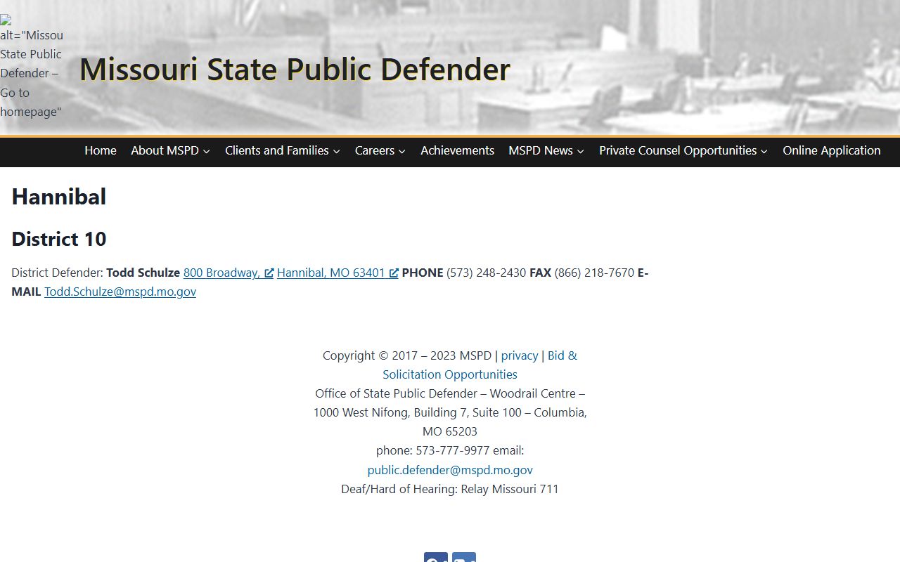 Marion County criminal court records public defender Hannibal office